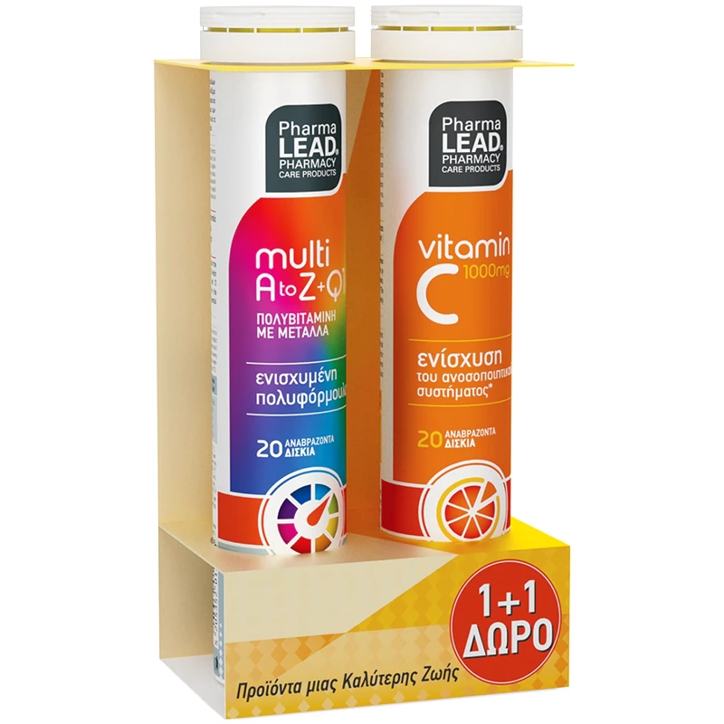 PharmaLead Pharmalead Promo Multi A to Z & Q10 20 Effer.tabs & Vitamin C 1000mg Πορτοκάλι 20 Effer.tabs
