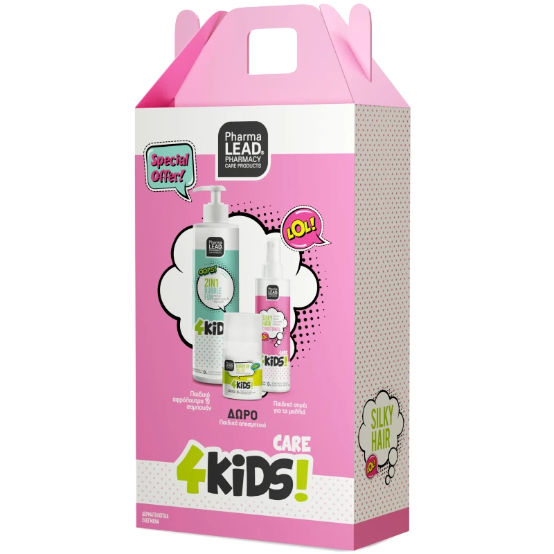 PharmaLead Pharmalead Πακέτο Προσφοράς 4Kids Girl Care 2in1 Bubble Fun 500ml & Silky Hair Conditioner 150ml & Δώρο Hurry up Roll on 50ml