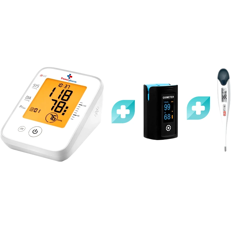 Powerpharm Σετ Powerpharm Electronic Blood Pressure Monitor Κωδ YE660D 1 Τεμάχιο & Δώρο Creative Medical Fingertip Oximeter 1 Τεμάχιο & Δώρο Dr. Frei Digital Thermometer Κωδ T-10, 1 Τεμάχιο