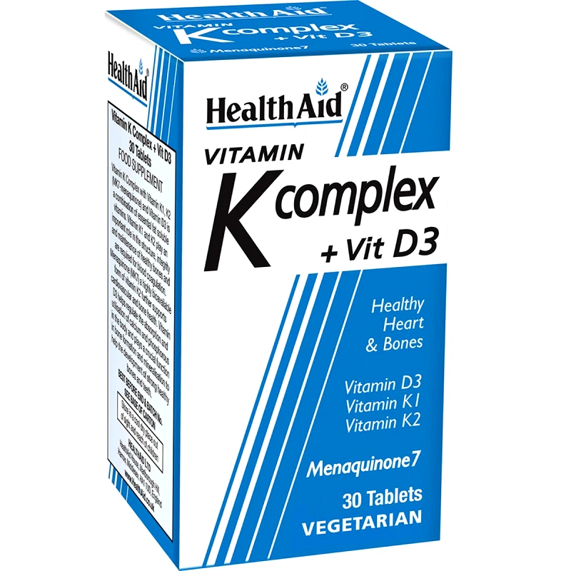 Health Aid Health Aid Vitamin K Complex & Vit D3 Συμπλήρωμα Διατροφής Συμπλέγματος Βιταμινών Κ & Βιταμίνης D3 για την Καλή Υγεία των Οστών, Σωστή Αιμοποίηση & Πήξη του Αίματος 30tabs