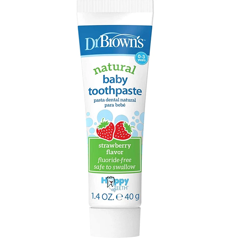 Dr.Brown Dr.Browns Fluoride-Free Baby Toothpaste 40g, Φράουλα,Βρεφική Οδοντόκρεμα Χωρίς Φθόριο