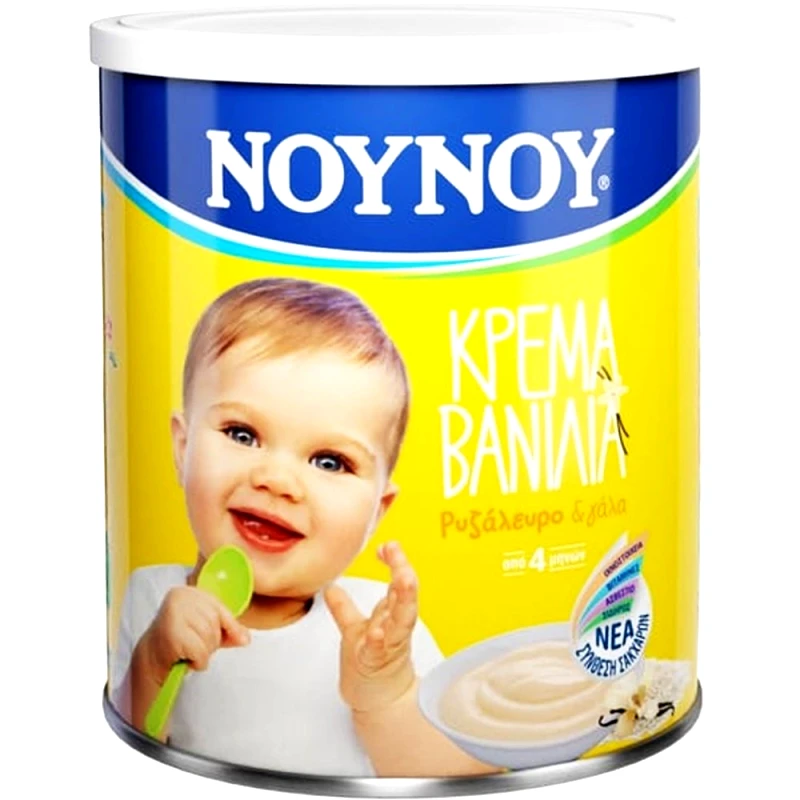 Nounou Nounou Ρυζάλευρο & Γάλα Κρέμα Βανίλια 4m+ Κρέμα από Ρυζάλευρο & Γάλα με Βιταμίνες, Σίδηρο & Μεταλλικά Στοιχεία με Γεύση Βανίλια για Βρέφη από 4 Μηνών 350gr