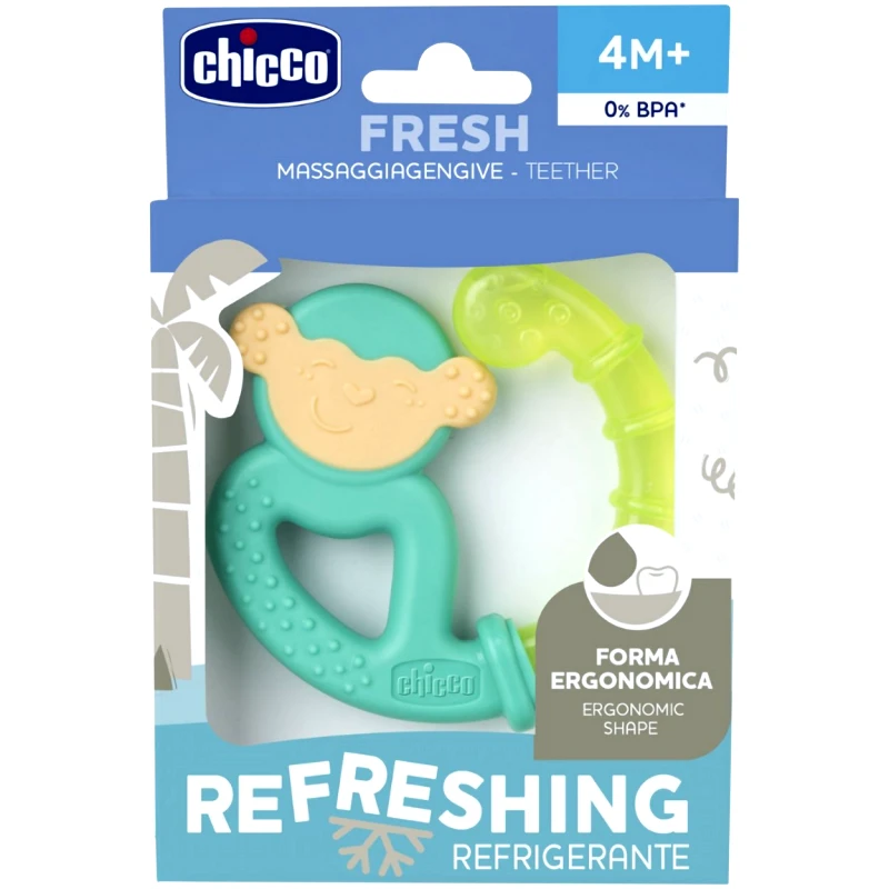 Chicco ​​​​​​​Chicco Refreshing Teether with Ergonomic Shape 4m+ Δροσιστικός Κρίκος Οδοντοφυίας με Εργονομική Λαβή που Ανακουφίζει τα Ούλα του Μωρού 1 Τεμάχιο - Πράσινο