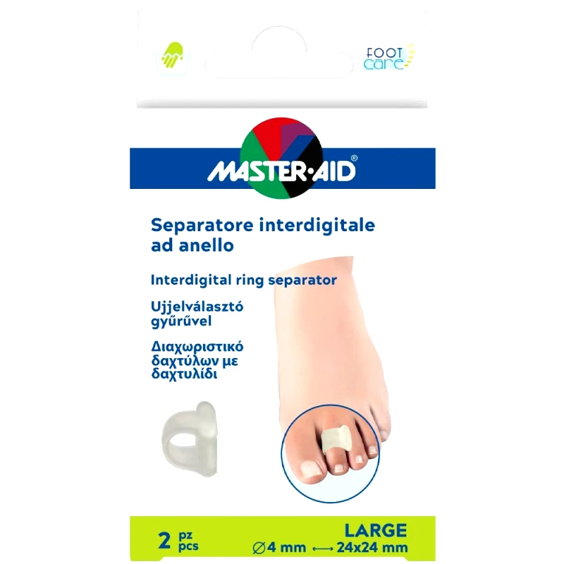 Master Aid Master Aid Interdigital Ring Separator Finger Διαχωριστικό Δαχτύλων με Δαχτυλίδι 2 Τεμάχια - Large