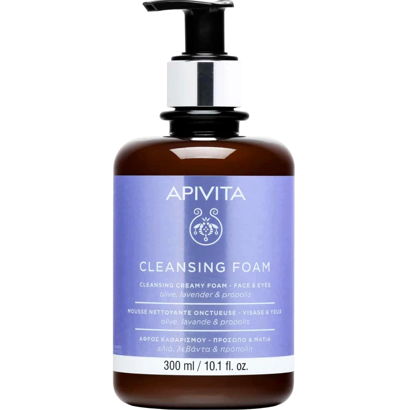 Apivita Apivita Cleansing Creamy Foam for Face & Eyes Κρεμώδης Αφρός Καθαρισμού για Πρόσωπο & Μάτια με Ελιά, Λεβάντα & Πρόπολη 300ml