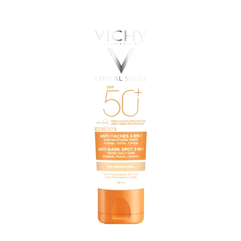Vichy Vichy Capital Soleil 3-in-1 Tinted Anti Dark Spots Spf50+ Αντηλιακή Κρέμα με Χρώμα Κατά των Κηλίδων, Πολύ Υψηλής Προστασίας 50ml