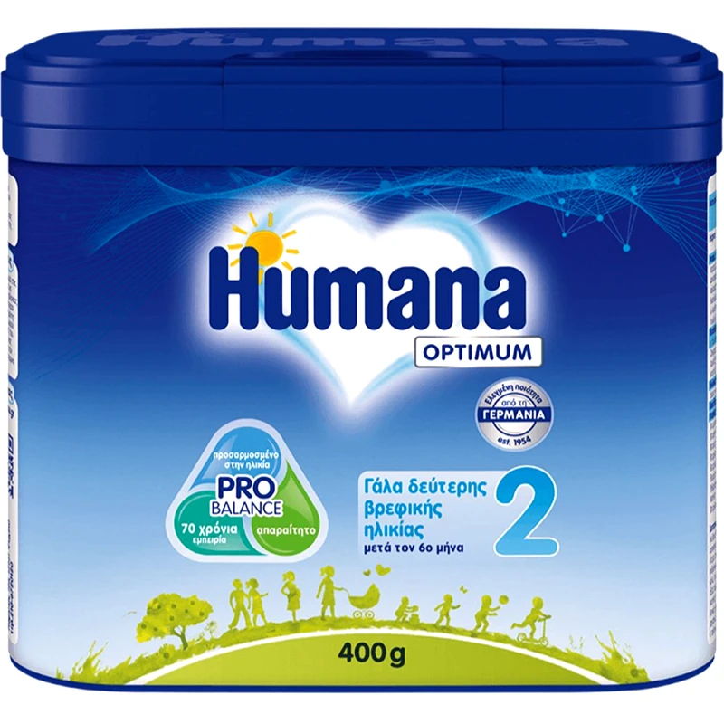 Humana Humana Optimum Milk 2, 6m+ Βρεφικό Γάλα σε Σκόνη από τον 6ο Μήνα & Μετά για Σωστή Ανάπτυξη 400g