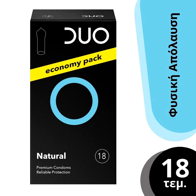 Duo Duo Natural Premium Condoms Economy Pack Φυσικό Προφυλακτικό για να Νιώθετε Ασφαλής σε Κάθε Περίσταση 18 Τεμάχια