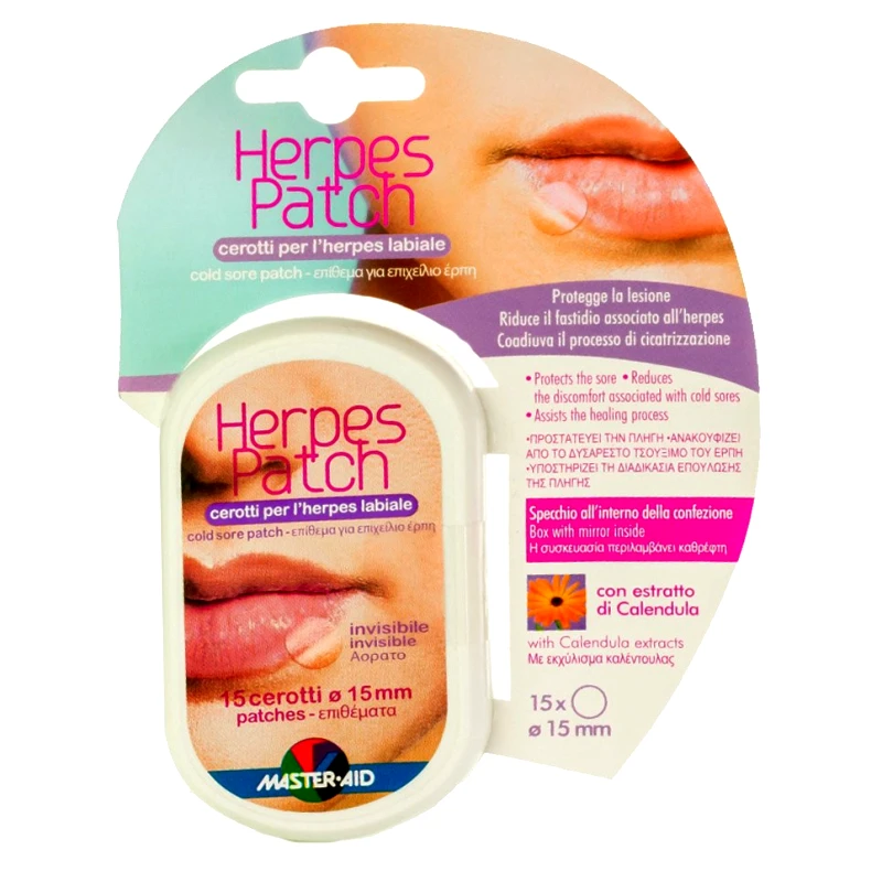 Master Aid Master Aid Herpes Patch Υδροκολλοειδή Επιθέματα για τη Θεραπεία του Επιχείλιου Έρπη 15 Τεμάχια