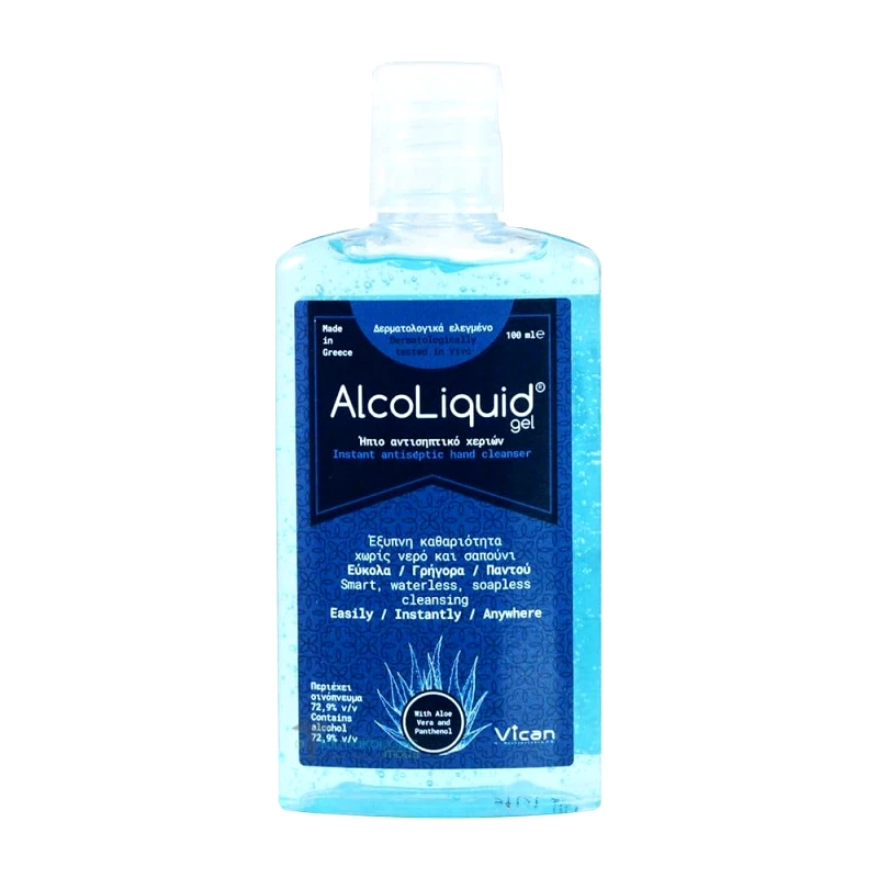 Vican Vican AlcoLiquid Gel Ήπιο Αντισηπτικό Χεριών με 72,9% v/v Περιεκτικότητα σε Οινόπνευμα 100ml