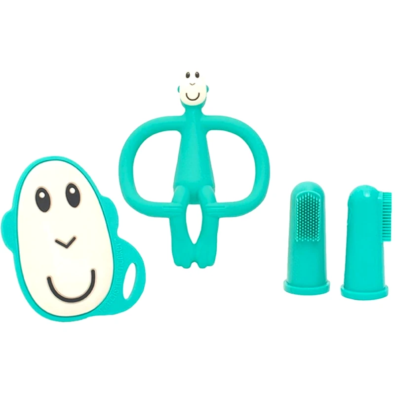Matchstick Monkey Matchstick Monkey Teething Starter Set Μασητικό Σετ Σιλικόνης για Περιποίηση Δοντιών με Αντιμικροβιακή Προστασία Κωδ 241508, 1 Τεμάχιο - Green