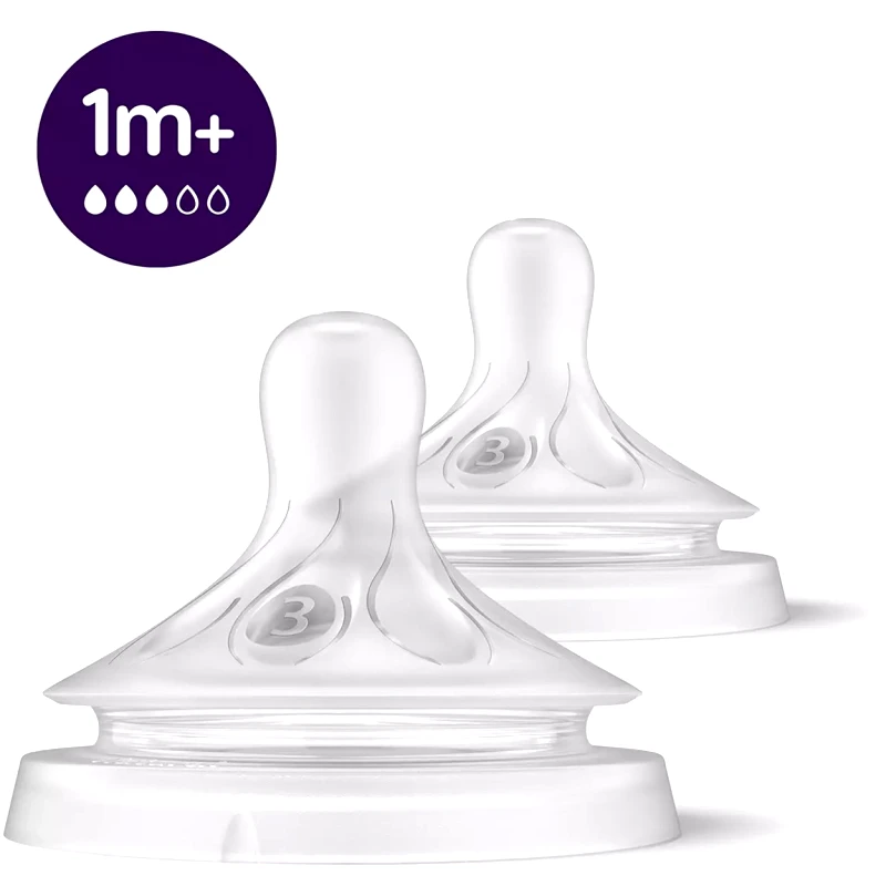 Philips Avent Philips Avent Natural Response Teat 1m+ Θηλή Σιλικόνης Ροής 3 Οπών 2 Τεμάχια, Κωδ SCY963/02