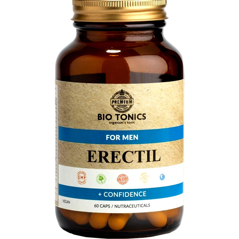 Bio Tonics Bio Tonics Erectil For Men Συμπλήρωμα Διατροφής Εκχυλίσματος Βοτάνων, Αμινοξέων, Ψευδάργυρου & Προβιοτικών για Αύξηση της Ερωτικής Επιθυμίας, Σεξουαλική Αντοχή & Αντιμετώπιση Στυτικής Δυσλειτουργίας 60caps