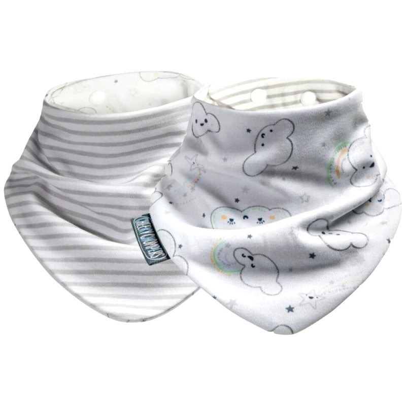 Cheeky Chompers Cheeky Chompers Neckerbib 2m+ Υφασμάτινη Σαλιάρα Διπλής Όψεως με Ρυθμιζόμενο Κουμπί 2 Τεμάχια, Κωδ 88911 - Every Cloud