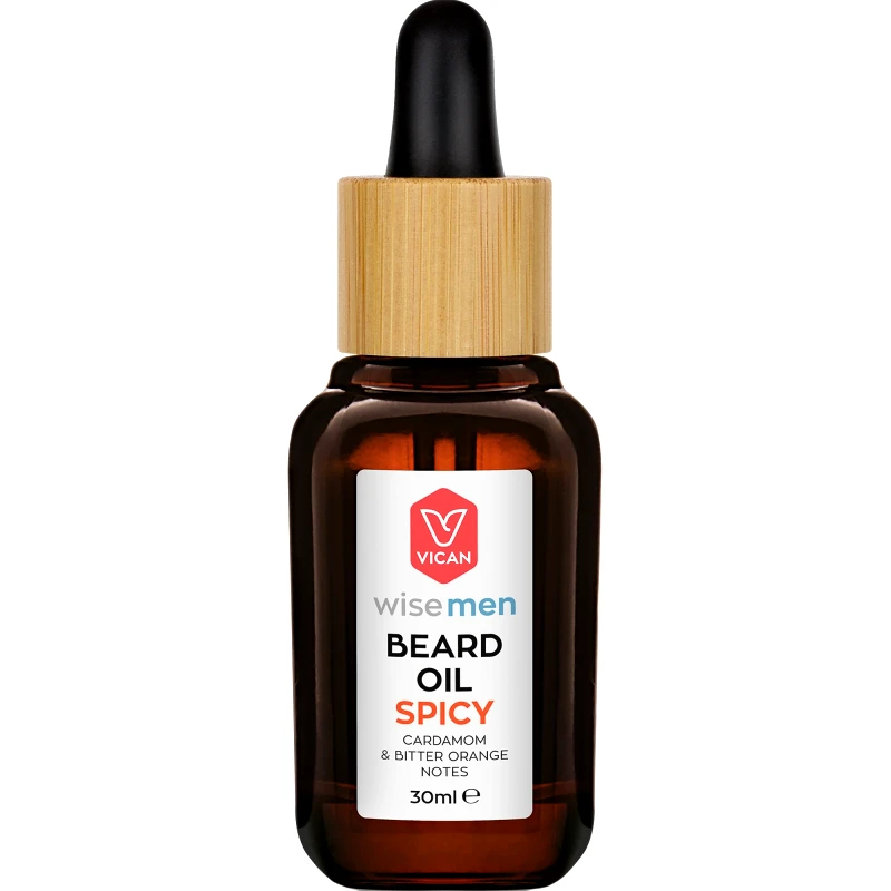 Vican Vican Wise Men Beard Oil Spicy Ενυδατικό Λάδι που Προστατεύει & Μαλακώνει τα Γένια με Άρωμα Κάρδαμου & Bitter Orange 30ml
