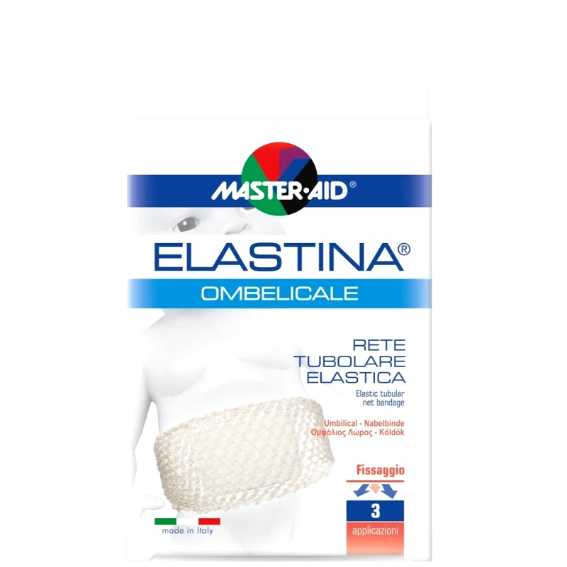 Master Aid Master Aid Elastina Ombelicale Ελαστικός Σωληνοειδής Δικτυωτός Επίδεσμος με 3 Επιθέματα για τον Ομφάλιο Λώρο 1 Τεμάχιο