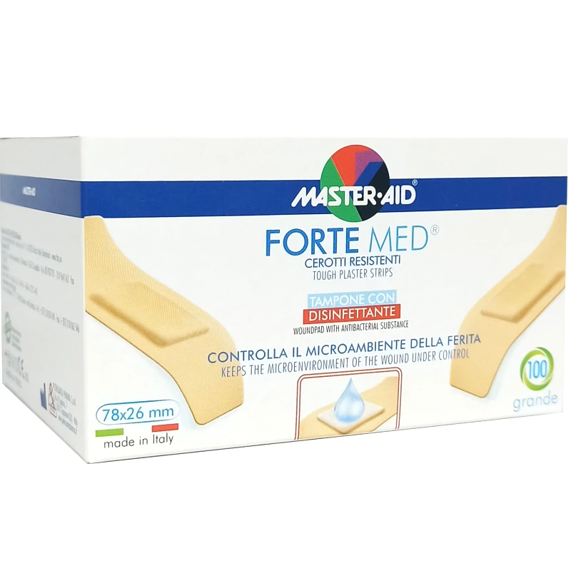 Master Aid Master Aid Forte Med Tough Plaster Strips Αυτοκόλλητο Ανθεκτικό Επίθεμα για Μικροτραύματα Μπεζ Grande 78x26mm 100 Τεμάχια