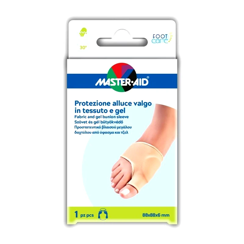 Master Aid Master Aid Fabric and Gel Bunion Sleeve Προστατευτικό Βλαισού Μεγάλου Δαχτύλου από Ύφασμα & Τζελ 1 Τεμάχιο