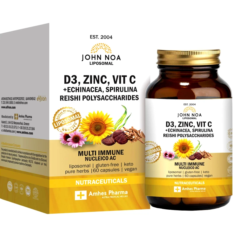 John Noa John Noa Liposomal Multi Immune D3, Zinc & Vitamin C Συμπλήρωμα Διατροφής Βιταμινών D3, C, Ψευδάργυρου & Εκχυλίσματος Βοτάνων Λιποσωμικής Μορφής για Ενίσχυση & Υποστήριξη του Ανοσοποιητικού 60caps