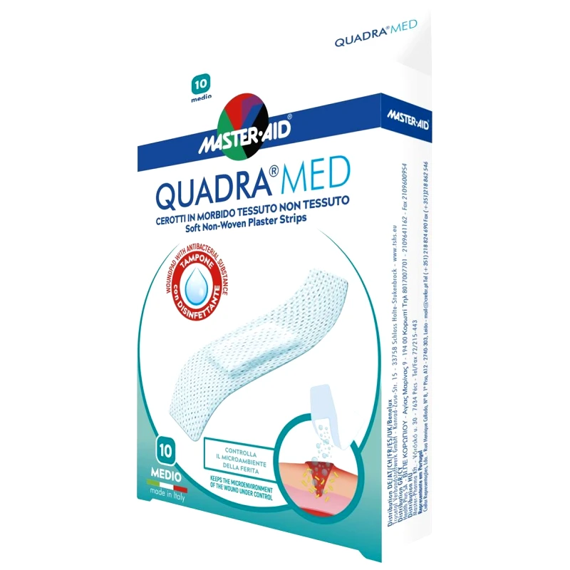 Master Aid Master Aid Quadra Med Medio Soft Non-Woven Plaster Strips 78x20mm Αυτοκόλλητο Επίθεμα Ιδανικό για Μικροτραύματα 10 Τεμάχια