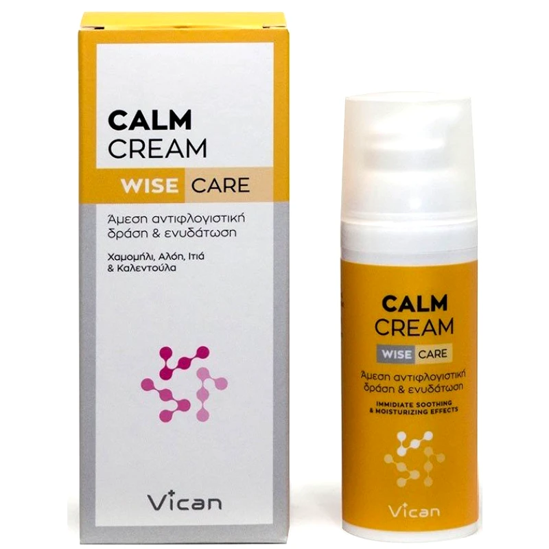 Vican Vican Calm Cream Wise Care Ενυδατική, Καταπραϋντική Κρέμα με Άμεση Αντιφλογιστική & Ενυδατική Δράση 50ml
