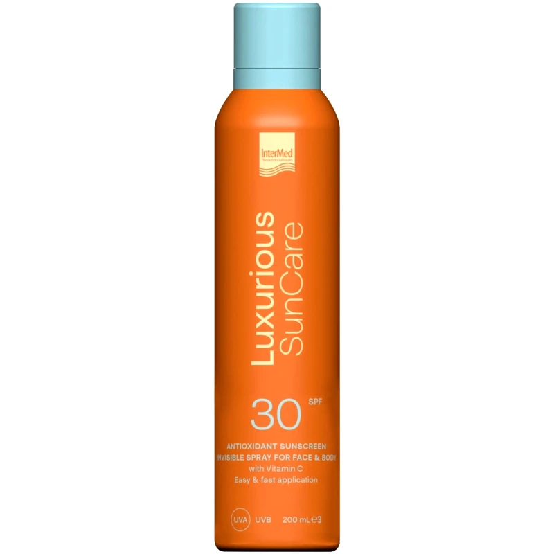 Luxurious Luxurious Suncare Antioxidant Sunscreen Invisible Spray Spf30 Αντηλιακό Spray Προσώπου - Σώματος Υψηλής Προστασίας με Βιταμίνη C 200ml