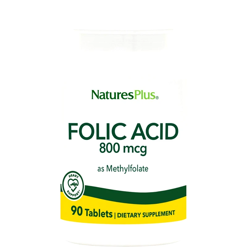 Natures Plus Natures Plus Folic Acid 800μg Συμπλήρωμα Διατροφής Φολικού Οξέος που Συμβάλει στη Σωστή Σύνθεση της Γενετικής Πληροφορίας για μια Ομαλή Εγκυμοσύνη & την Καλή Υγεία του Νευρικού Συστήματος 90tabs