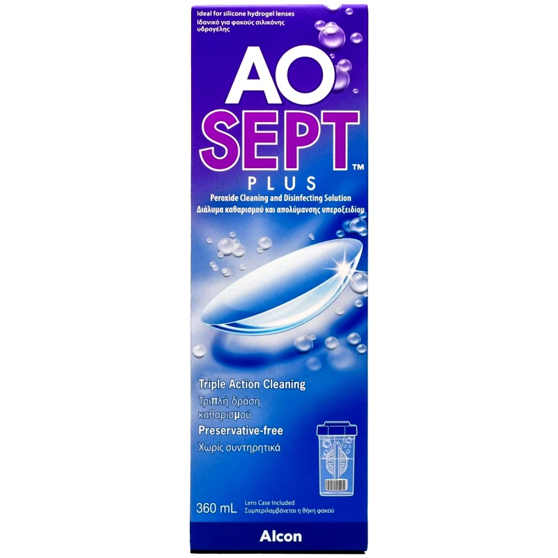 Alcon Alcon Ao Sept Plus Διάλυμα Καθαρισμού & Απολύμανσης Φακών Επαφής & Θήκη 360ml