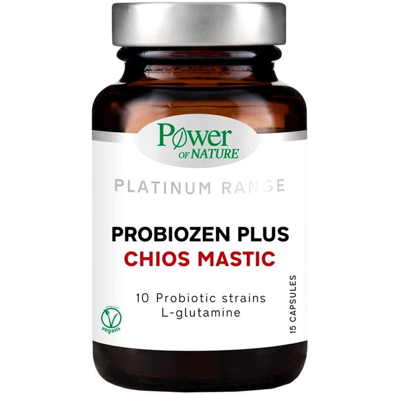Power Health Power Health Platinum Range Probiozen Plus Chios Mastic Συμπλήρωμα Διατροφής με Μαστίχα Χίου, Προβιοτικά, Γλουταμίνη & Ψευδάργυρο για Καλή Λειτουργία του Γαστρεντερικού Συστήματος 15caps