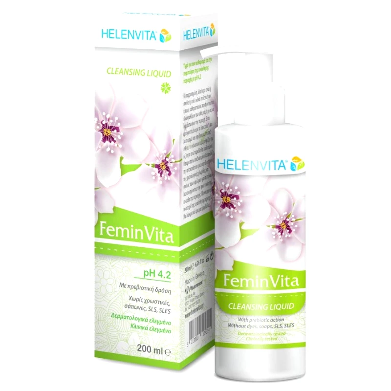 ΦΑΡΜΕΞ Helenvita FeminVita Cleansing Liquid pH 4.2 Υγρό Καθαρισμού για την Ευαίσθητη Περιοχή με Πρεβιοτική Δράση 200ml