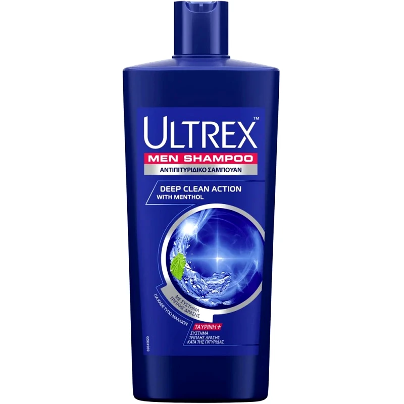 Ultrex Ultrex Men Shampoo Anti Dandruff Deep Clean Σαμπουάν Κατά της Πιτυρίδας για Βαθύ Καθαρισμό με Εκχύλισμα Μέντας 610ml