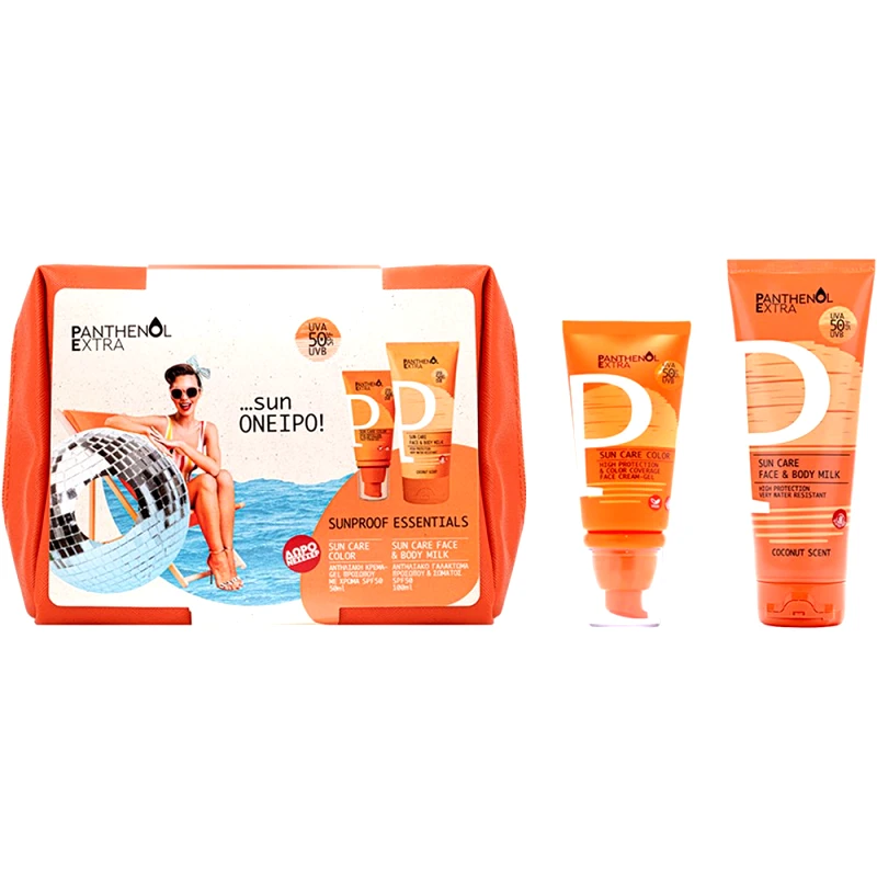 Medisei Medisei Panthenol Extra Promo Sun Care Color Spf50, 50ml & Sun Care Face & Body Milk Spf50, 100ml & Δώρο Νεσεσέρ 1 Τεμάχιο