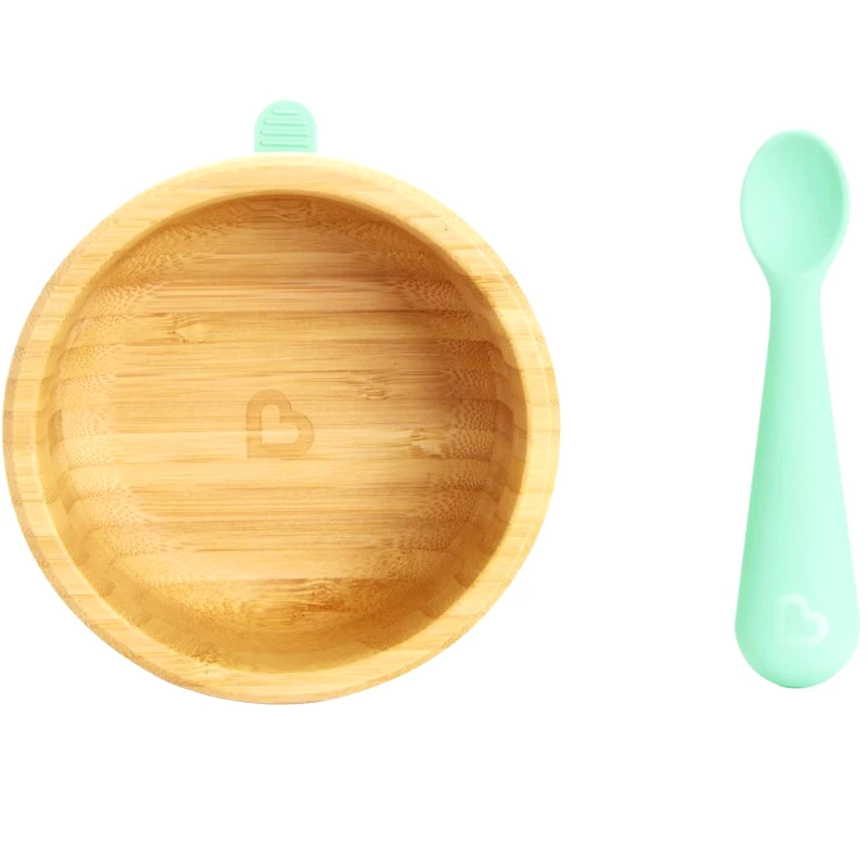 Munchkin Munchkin Bambou Suction Bowl & Spoon 6m+, Σετ Φαγητού από 6 Μηνών που Περιλαμβάνει Μπολ Φαγητού & Κουτάλι, 1 Τεμάχιο