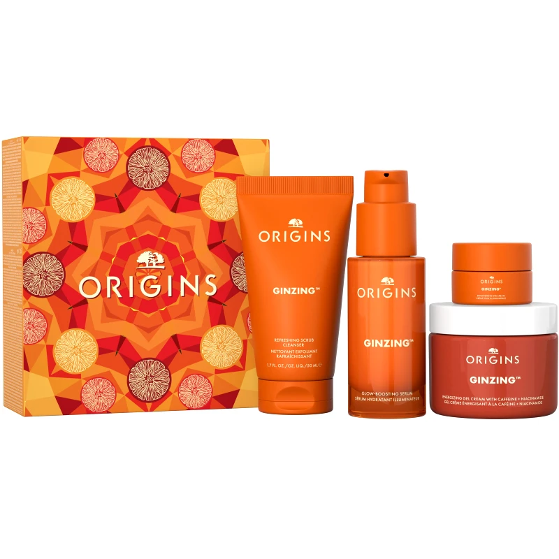 Origins Origins Promo Ginzing Refreshing Scrub Cleaner 50ml & Glow-Boosting Serum 30ml & Energizing Gel Cream With Caffeine & Niacinamide 50ml & Brightening Eye Cream 5ml