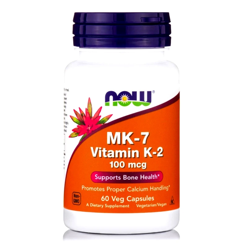 Now Now Foods MK-7 Vitamin K2 100 mcg Συμπλήρωμα Διατροφής Έντονης Αντιοξειδωτικής Δράσης για την Καλή Καρδιαγγειακή Υγεία 60veg.caps
