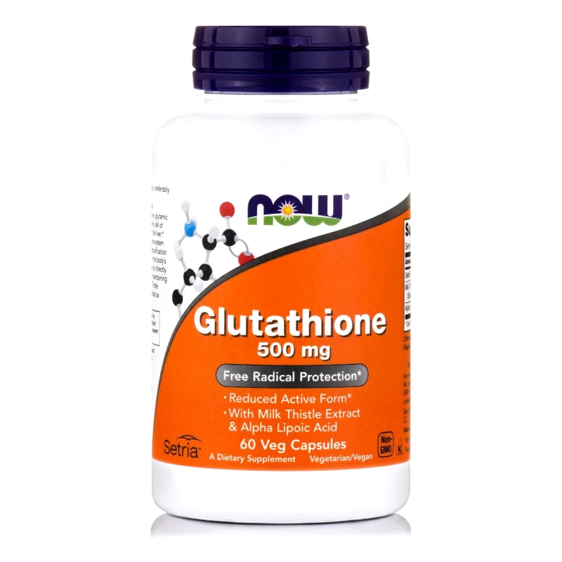 Now Now Foods Glutathione 500mg Συμπλήρωμα Διατροφής για Ισχυρή Αποτοξίνωση & Προστασία στο Ήπαρ & στο Συκώτι 60veg.caps