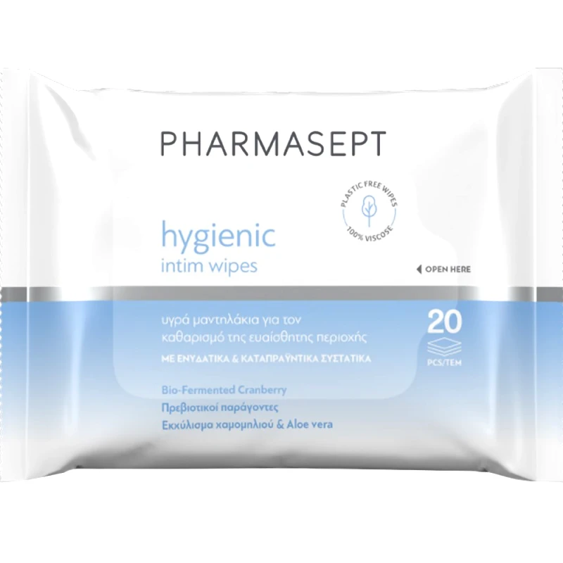 Pharmasept Pharmasept Hygienic Intim Wipes Υγρά Μαντηλάκια για τον Καθαρισμό της Ευαίσθητης Περιοχής με Ενυδατική & Καταπραϋντική Δράση 20 Τεμάχια (1x20 Τεμάχια)
