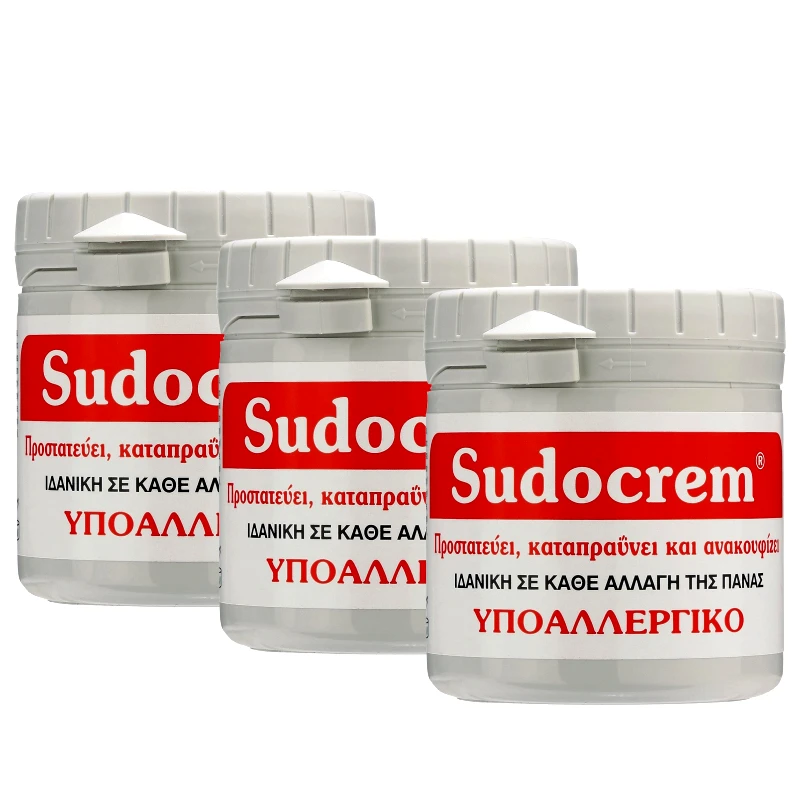 Sudocrem Σετ Sudocrem Ήπια Αντισηπτική & Καταπραϋντική Κρέμα Ιδανική για Αλλαγή Πάνας 3x125ml