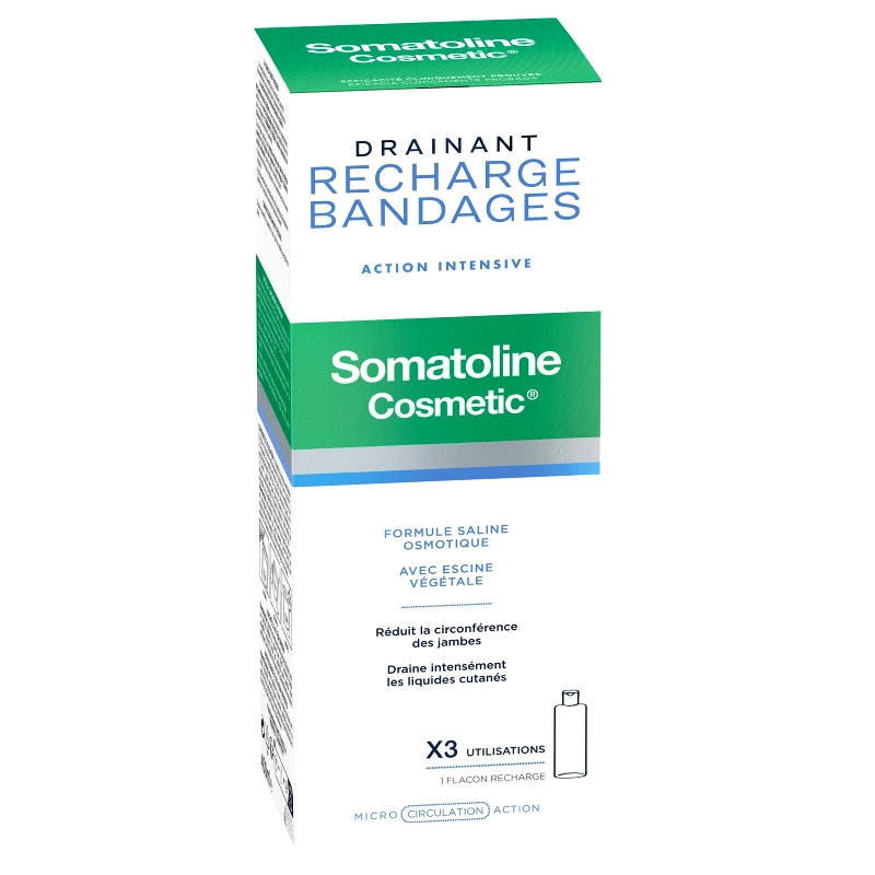 Somatoline Somatoline Cosmetic Drainant Recharge Bandages Action Intensive Liquid Υγρό Διάλυμα Επαναπλήρωσης για τους Επιδέσμους Αποσυμφόρησης των Ποδιών 400ml