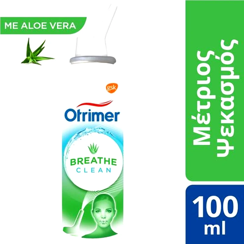 Glaxosmithkline Otrimer Breathe Clean With Aloe Vera Ρινικό Σπρέι Από 100% Φυσικό Ισότονο Διάλυμα Θαλασσινού Νερού 100ml