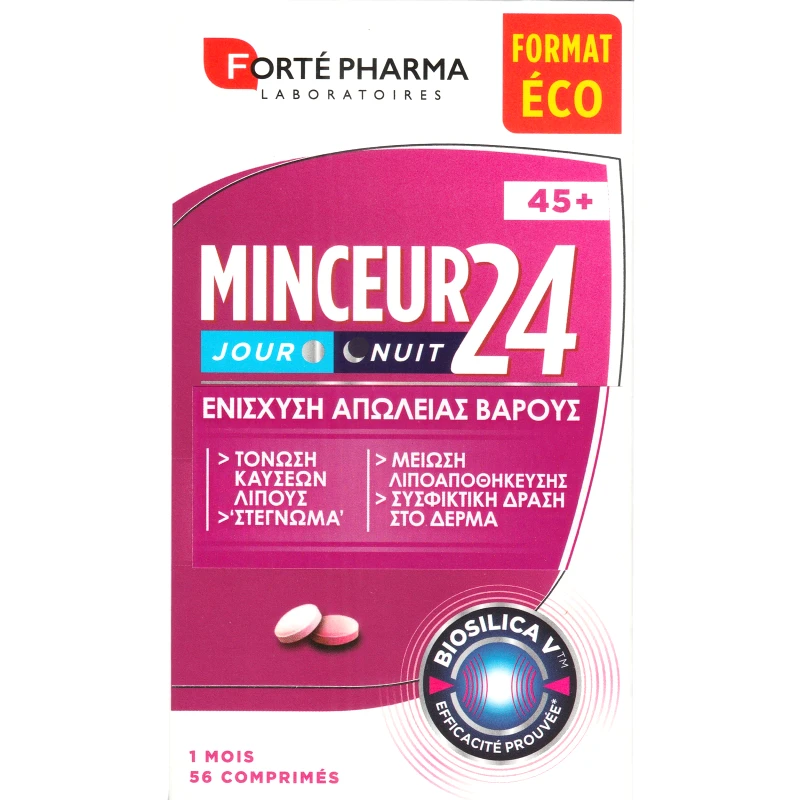 FORTE PHARMA Forte Pharma Minceur 24 Συμπλήρωμα Διατροφής Ενζύμων, Βιταμινών, Μετάλλων & Εκχυλίσματος Βοτάνων Φόρμουλας για Άνω των 45 Ετών για Καύση Λίπους, Απώλεια Βάρους & Σύσφιξη του Δέρματος 56tabs (2x28tabs)