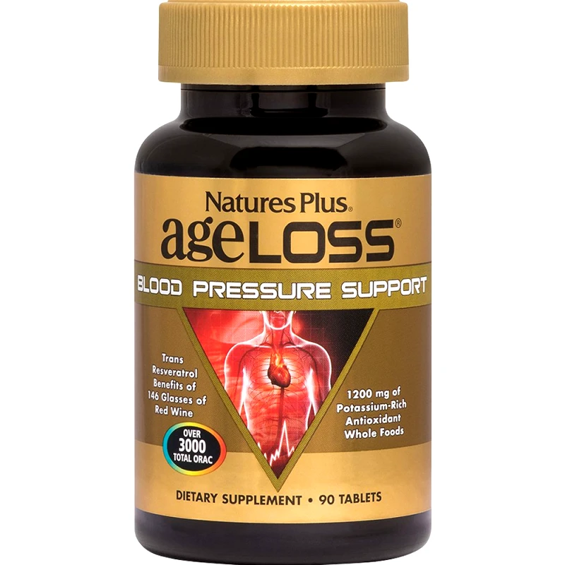 Natures Plus Natures Plus Ageloss Blood Pressure Support Συμπλήρωμα Διατροφής Βιταμινών, Μετάλλων & Εκχυλίσματος Βοτάνων για τη Ρύθμιση της Αρτηριακής Πίεσης σε Υγιή Επίπεδα 90tabs