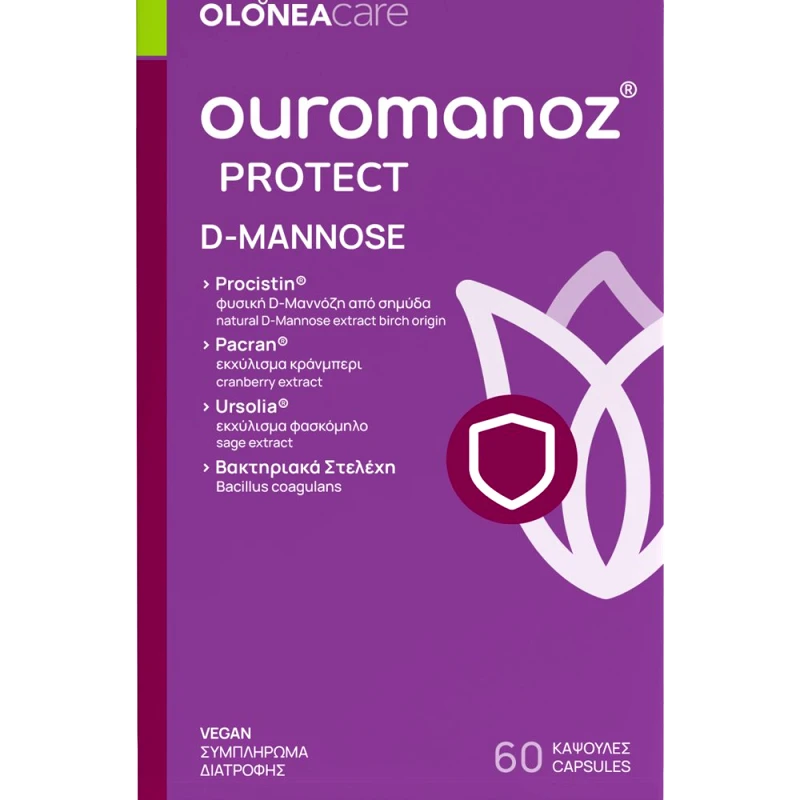 Olonea Olonea Ouromanoz Protect Συμπλήρωμα Διατροφής με D-μαννόζη, Εκχύλισμα Cranberry & Προβιοτικά για Προστασία από Μυκητιάσεις & Αντιμετώπιση Ουρολοιμώξεων 60caps