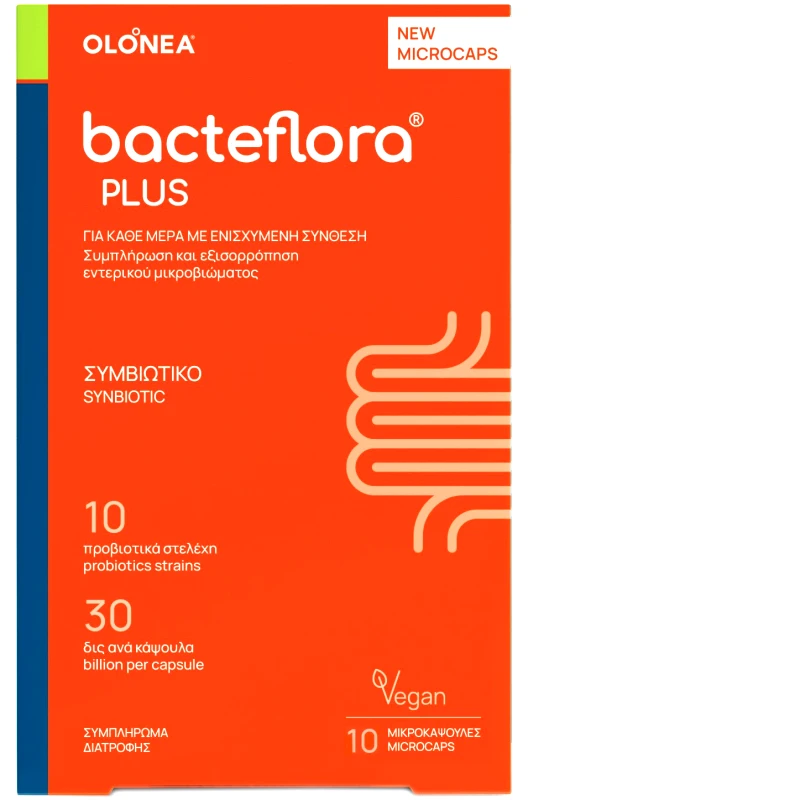 Olonea Olonea Bacteflora Plus Synbiotic Συμπλήρωμα Διατροφής με Προβιοτικά & Πρεβιοτικά για την Ισορροπία του Εντερικού Μικροβιώματος & την Καλή Λειτουργία του Εντέρου 10 MicroCaps