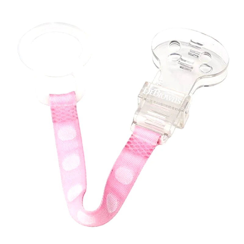 Dr.Brown Dr. Brown's Soother Clip Ροζ Κορδέλα Στήριξης Πιπίλας 1 Τεμάχιο, Κωδ 990