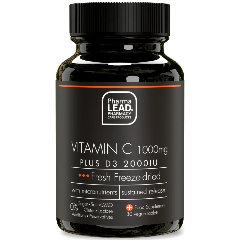 PharmaLead Pharmalead Black Range Vitamin C 1000mg Plus D3 2000IU Συμπλήρωμα Διατροφής με Αντιοξειδωτική Δράση για την Ενίσχυση του Ανοσοποιητικού Συστήματος 30veg.tabs