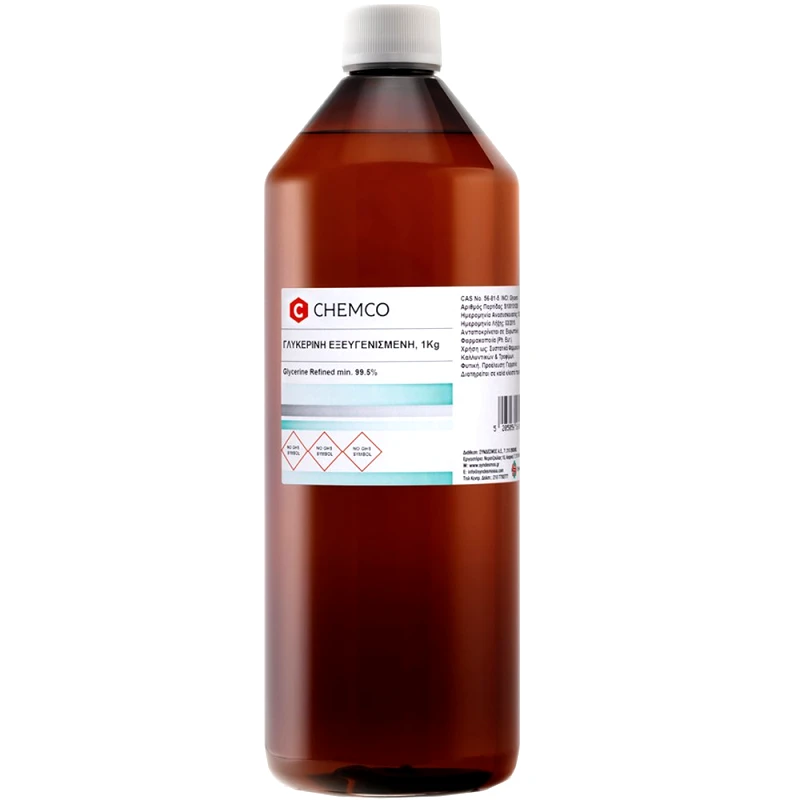 Syndesmos Group Chemco Glycerine Refined 1kg Γλυκερίνη Εξευγενισμένη Καθαρό & Άχρωμο Άοσμο, Παχύρρευστο Υγρό 1kg