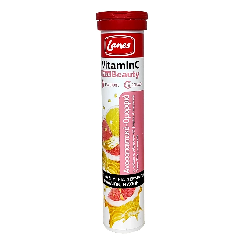 Lanes Lanes Vitamin C 500mg Plus Beauty Συμπλήρωμα Διατροφής για Ενίσχυση Ανοσοποιητικού & Ομορφιά & Γεύση Pink Lemonade 20 Effer.Tabs