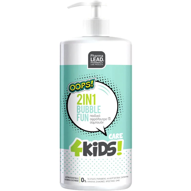 PharmaLead Pharmalead 4Kids 2in1 Bubble Fun Παιδικό Αφρόλουτρο - Σαμπουάν με Άρωμα Πράσινο Μήλο 1Lt