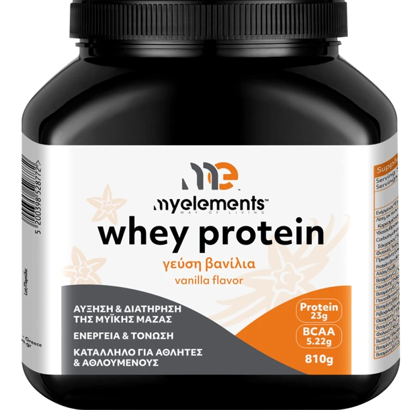 My Elements My Elements Whey Protein Συμπλήρωμα Διατροφής Πρωτεΐνης Ορού Γάλακτος για Αύξηση & Διατήρηση Μυϊκής Μάζας Ενέργεια & Τόνωση με Γεύση Βανίλια 810g - Vanilla